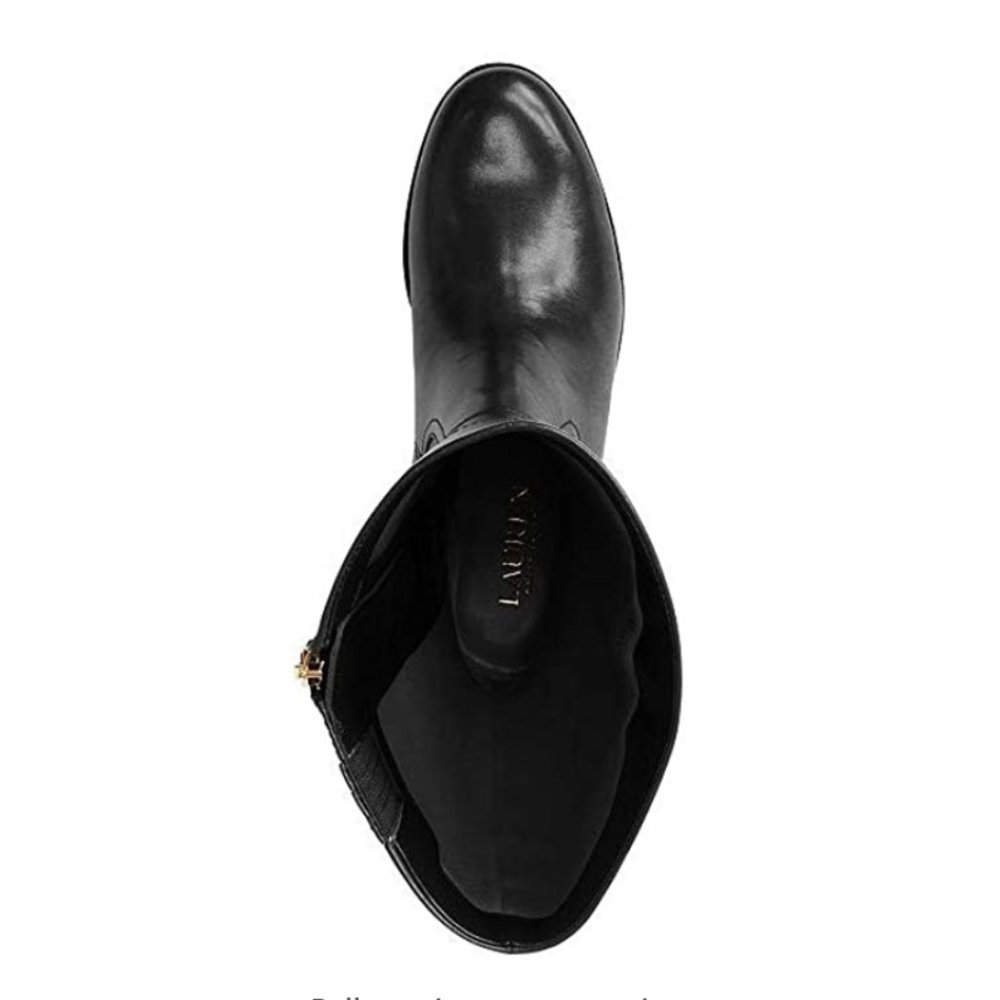NEW Lauren Ralph Lauren Black Leather Boots - Picture 6 of 9
